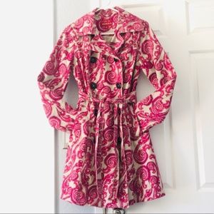 Pink Paisley Water Repellent Trench Coat NWOT